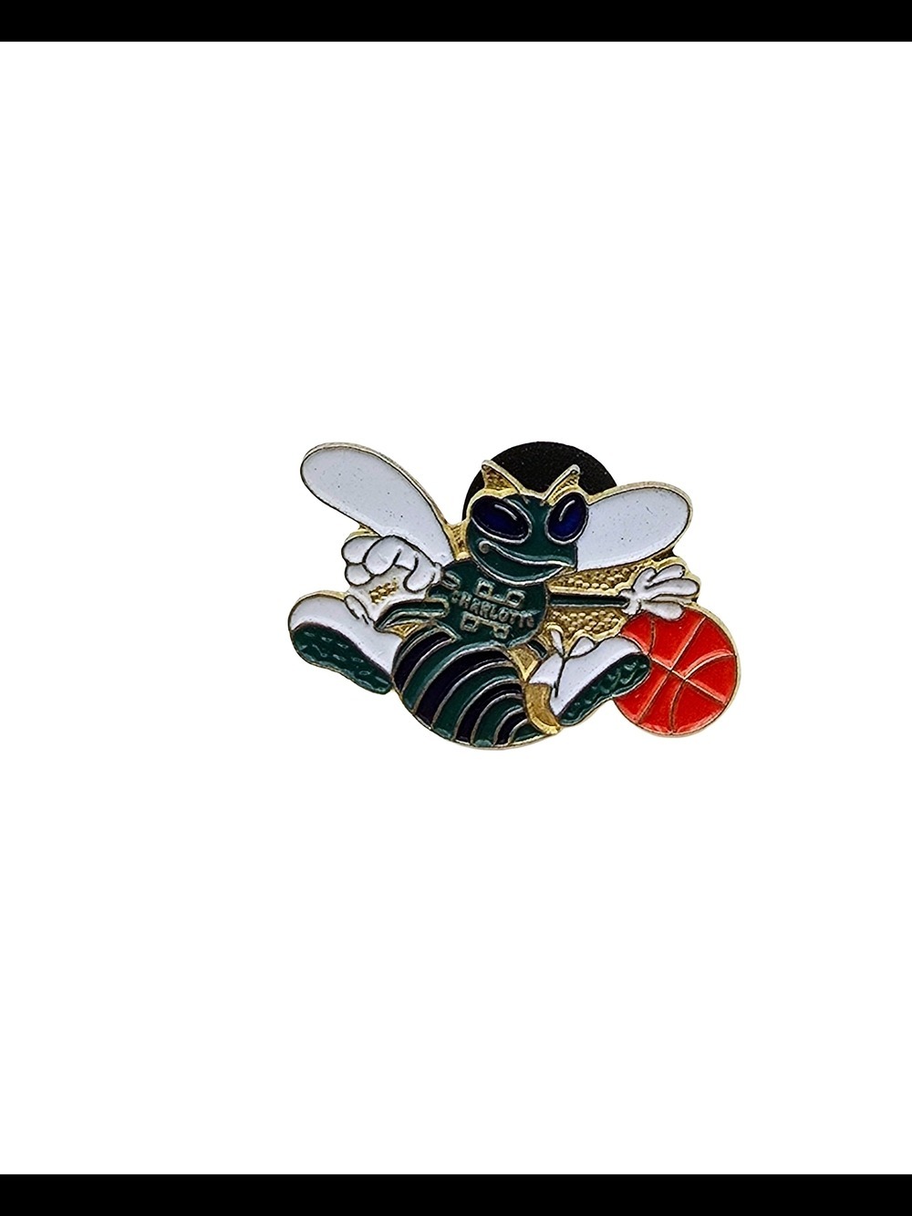 Vintage Hornets Basketball Enamel Pin - Green, Black, White, Red